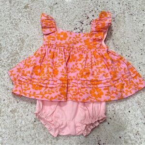 Pink and Orange Floral Ruffle Baby Dress